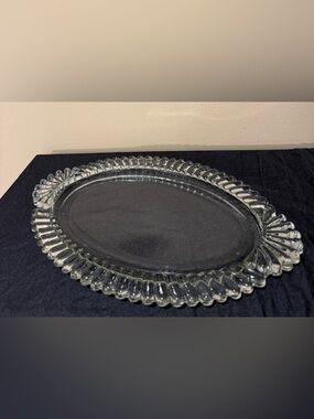 Vintage Ornate Art Deco Fanned Glass Vanity Tray Dresser As Is
